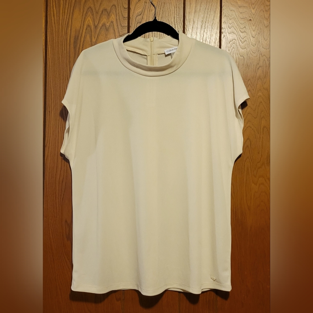 CALVIN KLEIN SHIRT TOP SHORT SLEEVE CREAM COLOR SIZE XL